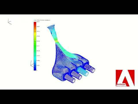 3D CFD simulation of engine intake system - Velociy contour at 8000 rpm