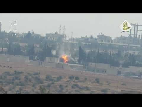 استهداف بلدوزر عسكري لقوات النظام في جبهة مناشر منيان بواسطة صاروخ تاو من قبل لواء الحرية