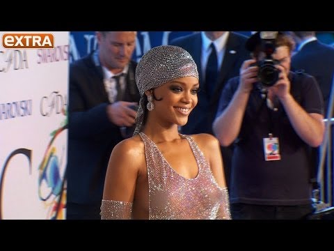 Rihanna Rocks Shockingly Sheer Swarovski Crystal Dress...