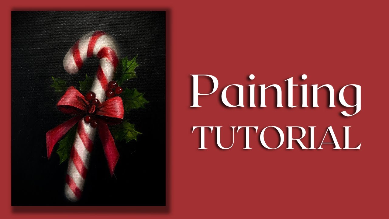 Candy Cane - Full Painting Tutorial, STEP - BY - STEP, Christmas Painting... Happy Holidays!! :)