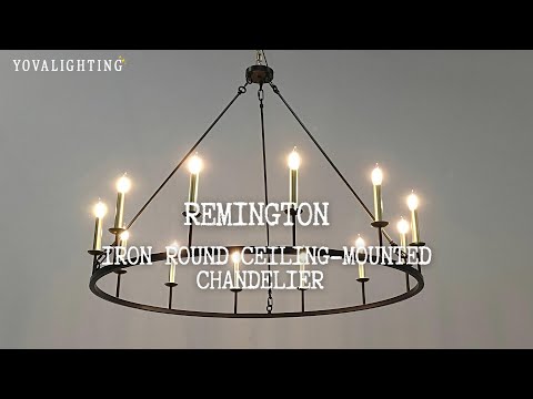 Remington Iron Round Ceiling Mounted Chandelier