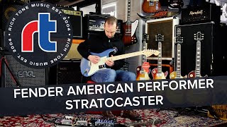 Video thumbnail for Rich Tone Music: Fender American Performer Stratocaster - MN - Satin Lake Placid Blue by Rich Tone Music