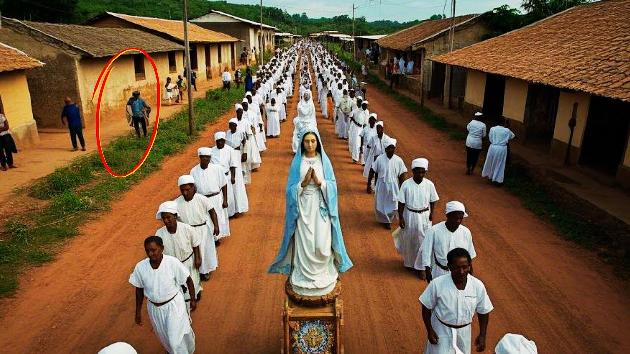 A Procissão corria bem até o momento que Ateu encosta na estátua de Nossa Senhora e CHOCA os Crentes