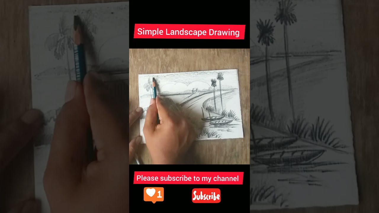 Nature Scenery Drawing For Beginners  / Very Easy Scenery Drawing Tutorial With Pencil  #shorts