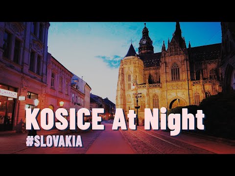 Košice, Eslováquia 🇸🇰 O centro histórico à noite - um passeio pela cidade em 4K