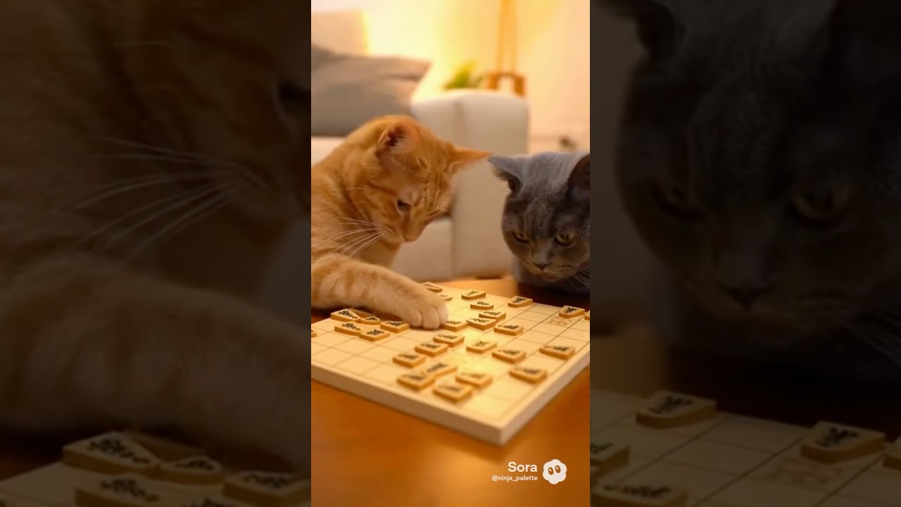 にゃんこ将棋、1手で大荒れ😼♟️ #猫動画 #猫あるある #猫のいる暮らし #catlover #catlife #ゴロゴロ