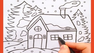 How to draw Snow House Step by Step