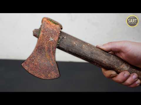 Restoration Old Rusty Damaged Survival Axe