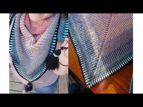 The Dyad Shawl - Mosaic Crochet Triangle Shawl (or  Bandana Cowl) - 2 stitch repeat - use ANY yarn