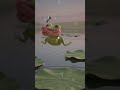 green frog and mischievous mosquito
