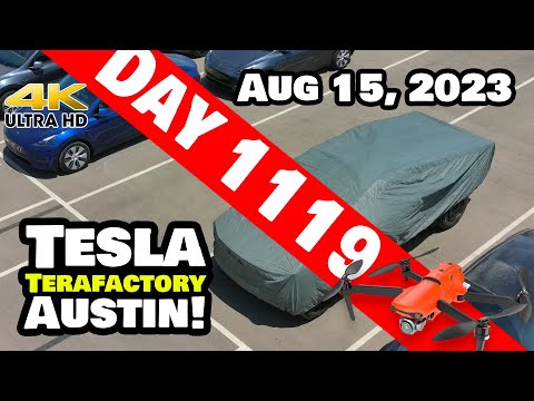 COVERED CYBERTRUCK AT GIGA TEXAS! - Tesla Gigafactory Austin 4K  Day 1119 - 8/15/23 - Tesla Texas