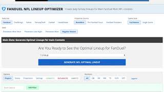 RotoWire NFL Lineup Optimizer Tutorial. Helps with DraftKings, FanDuel, Yahoo and more.