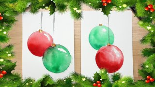 How to Paint Christmas Ornaments in Watercolor KIDS Art Tutorial