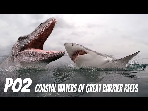Mosasaurus vs Great White Shark at Great Barrier Reefs P02 | Find Dinosaurs 360