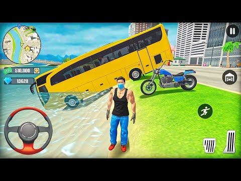 Bus, Police Car and Bike Driving in Open World Game - Android Gameplay #4