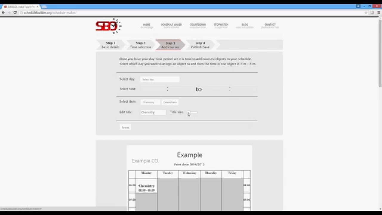Schedule builder online - Schedule maker tool
