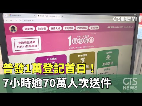 普發1萬登記首日！　7小時逾70萬人次送件