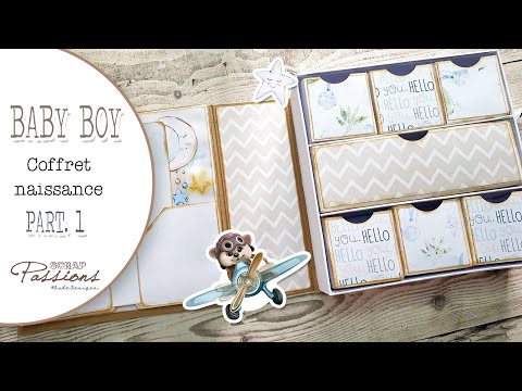 Tuto Coffret Naissance  et son trifold BABY BOY Part 1👶