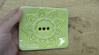 Zelená keramická mýdlenka s mandalou