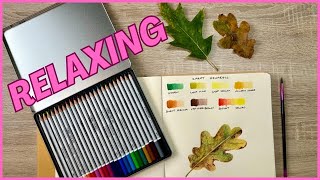Testing Out STAEDTLER Karat Aquarell Watercolour Colouring Pencils I Easy Autumn Leaf 🍁