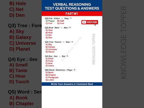 Verbal Reasoning Test Questions and Answers