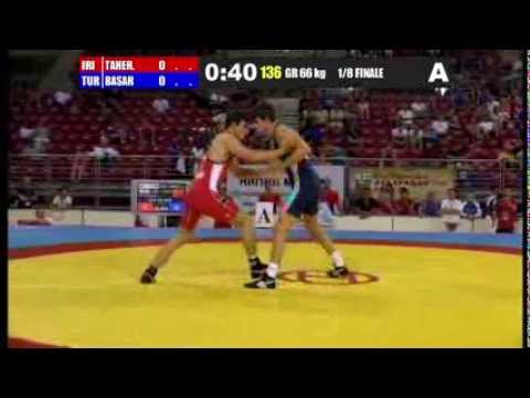 R.Taheri (IRI) vs Y.Basar (TUR) 66kg 1/8 Final - GR - 2013 Junior World Championships