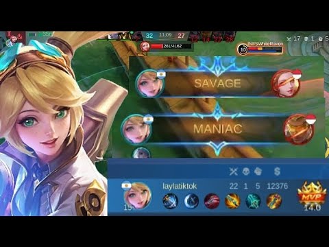 22 kills + maniac!! Monster Layla late game full damage Build!!-build top 1 global Layla ~MLBB