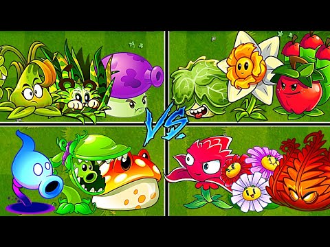 Random 4 Team Plants Battles - Which Team Will Win? - PvZ2 Team Plants vs Team Plants