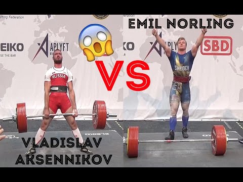 Emil Norling (SWE) vs Vladislav Aksennikov (RUS) @ Men Jr, 105kg IPF World Classic Powerlifting 2019