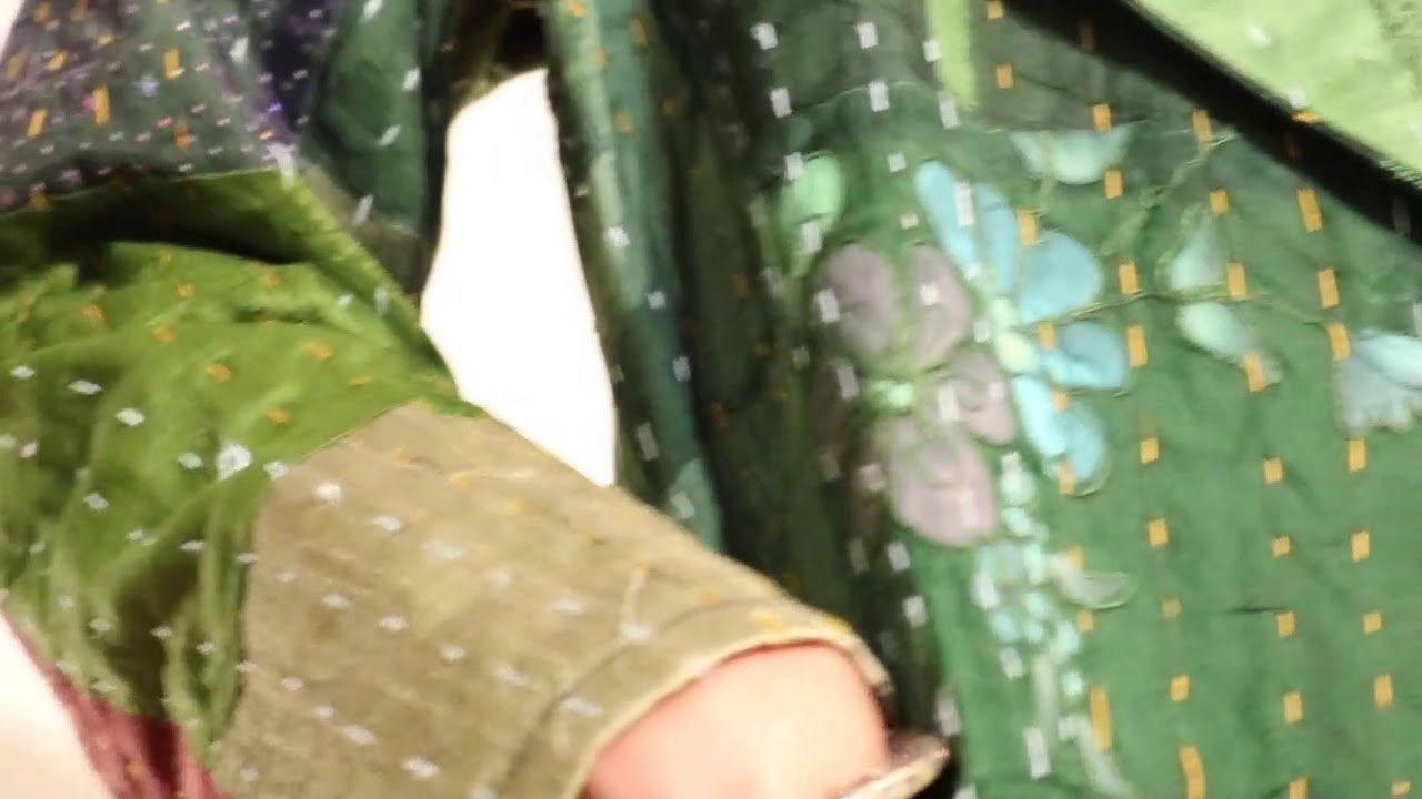 Millennial Fingertip Silk Patchwork Jacket in Greens
