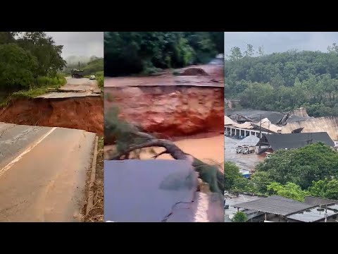 Trechos da RJ-152 e RJ-176 desabam devido às fortes chuvas na Região Serrana do Rio de Janeiro