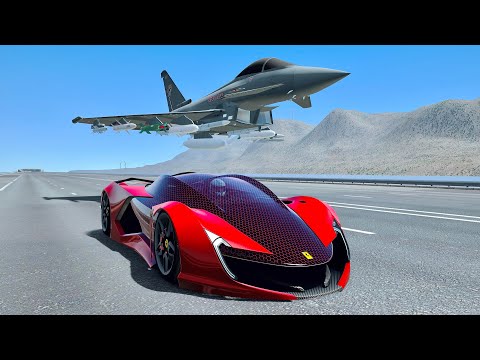 Ferrari Impronta vs Eurofighter Typhoon Jet - Drag Race 20 KM