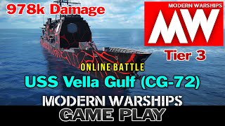[MODERN WARSHIPS] Gameplay Vella Gulf Tier 3 PvP 978k