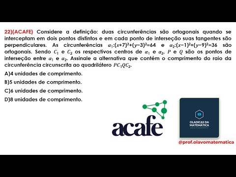 ACAFE 2024 MEDICINA ( QUESTÃO 22): Geometria Analítica  com Geometria Plana.