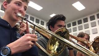 2 trombones play Sleigh Ride.