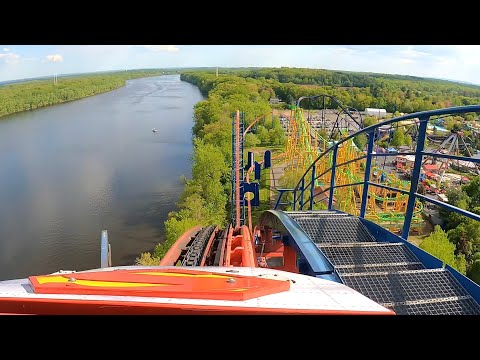 Front row point of view footage of Superman the Ride