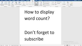 How To Display Word Count in Word