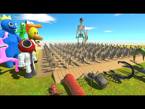 (Skeleton Warrior Challenge) Rainbow Friends VS Giant Invertebrates - Animal Revolt Battle Simulator