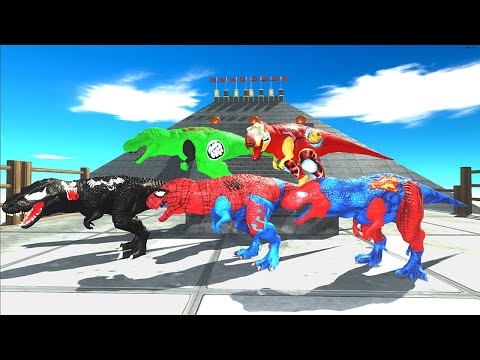 Trex Inside The Pyramid Spiderman Venom Superman Ironman Hulk TREX Death Run