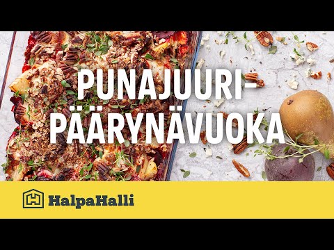 , title : 'Punajuuri-päärynävuoka sinihomejuustolla • Hyvän Arjen Resepti • HalpaHalli'