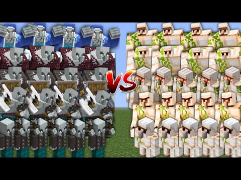 Extreme ILLAGER ARMY vs IRON GOLEM ARMY in Minecraft Mob Battle