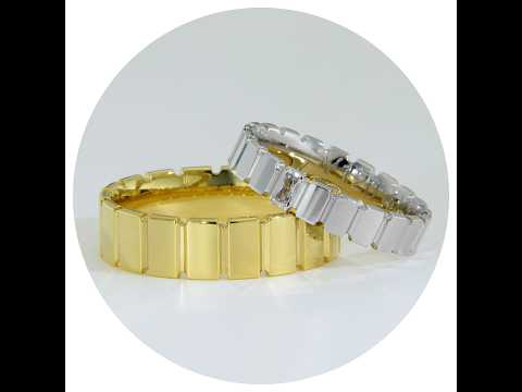 Verighete Aur Galben si Aur Alb cu Design Segmentat Diamant Natural – Berlin