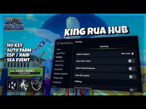 [ BEST ] Blox Fruits Script - King Rua Hub ( No Key!! ) // Auto Farm // Sea Event // Auto Fishing //