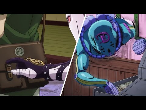 Narciso Anasui using Kira Yoshikage's Trick to Steal Money