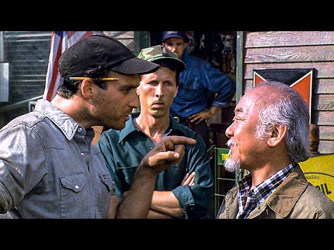 Miyagi wrecks 3 rednecks at the gas station | The Next Karate Kid | CLIP
