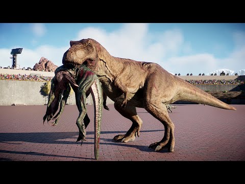ALL LARGE CARNIVORE & HERBIVORE DINOSAURS BATTLE ROYALE - Jurassic World Evolution 2