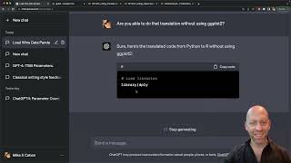 ChatGPT4 can translate code between languages (Python, R, MATLAB) -- useful for data science