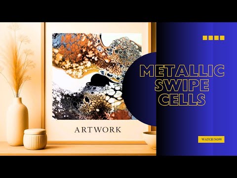 “Metallic Galaxy Cells ✨ Black Stripe Swipe with Gold, Copper & Blue | Stunning Fluid Art Magic”