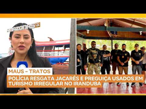 Polícia resgata jacarés e preguiça usados em turismo irregular no Iranduba
