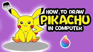 How to draw Pikachu from Pokemon in Computer using Microsoft Paint 3D | Digital Art for Kids